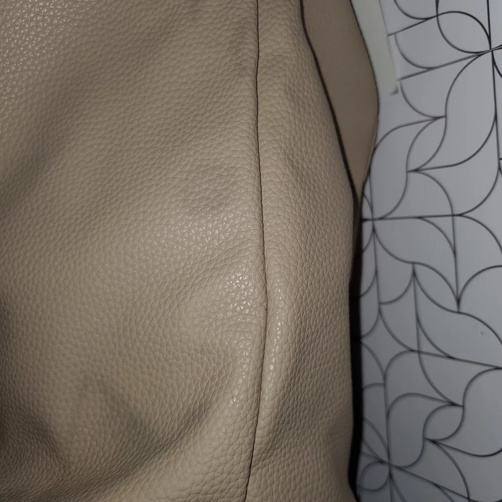 Nicole Miller Taupe Leather Shoulder Hobo Bag with Gold Hardware